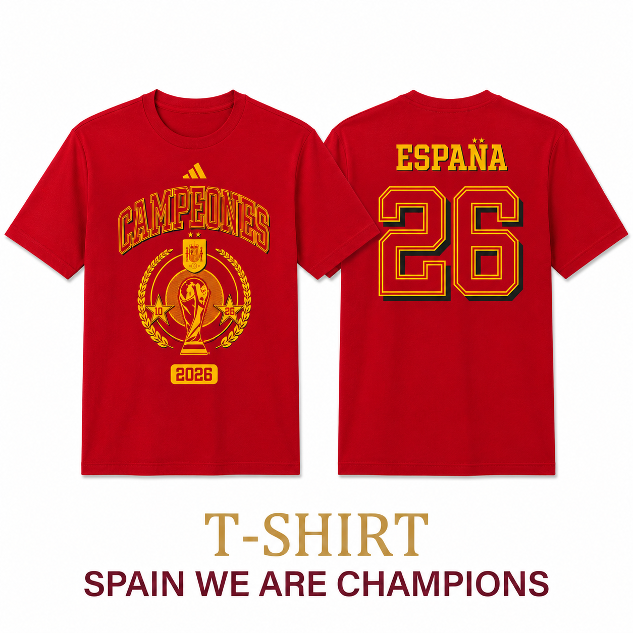 España T-Shirt We Are Champions WC 2026 - Red 🏆🏆