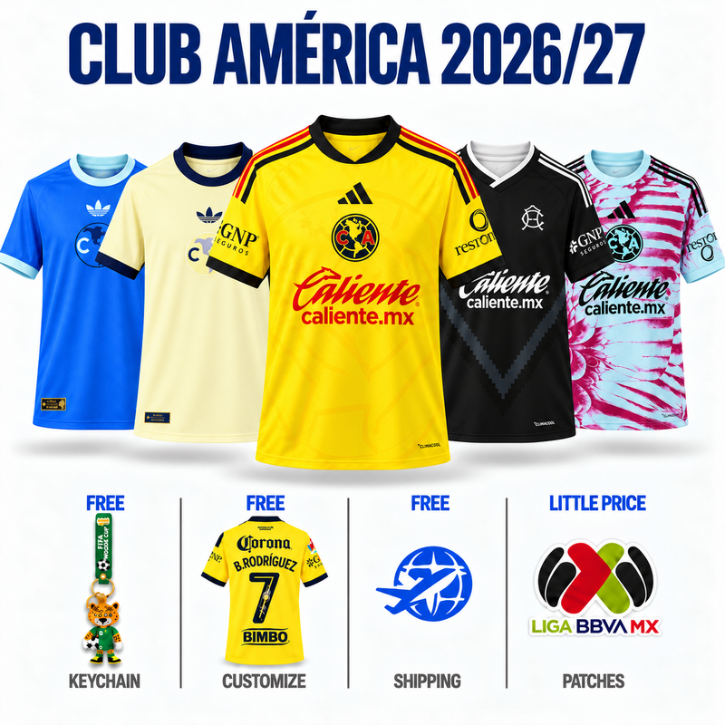COMBO Club América 26/27 - Home, Away, Anniversary, Goalkeeper, Anniversary Blue - Fan Version