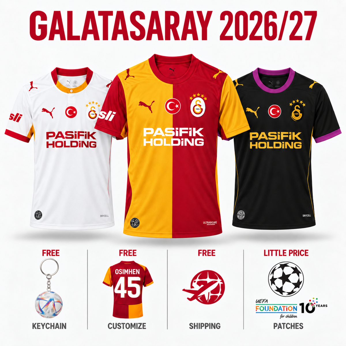 COMBO Galatasaray 26/27 - Home, Away and Third - Fan Version