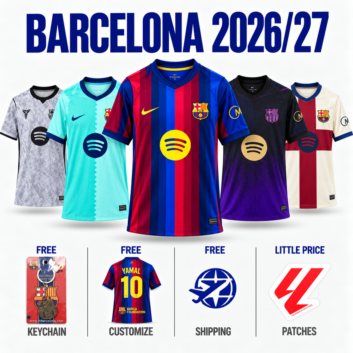 COMBO Barcelona 26/27 - Home, Away, Third, Fourth, and Goalkeeper - Fan Version