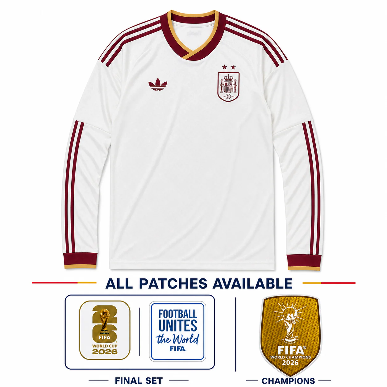 Spain WC 2026 Away - Long Sleeve - Fan Version - 2 Stars Winner ⭐⭐