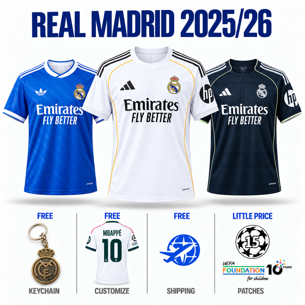COMBO Real Madrid 25/26 - Home, Away and Third - Fan Version