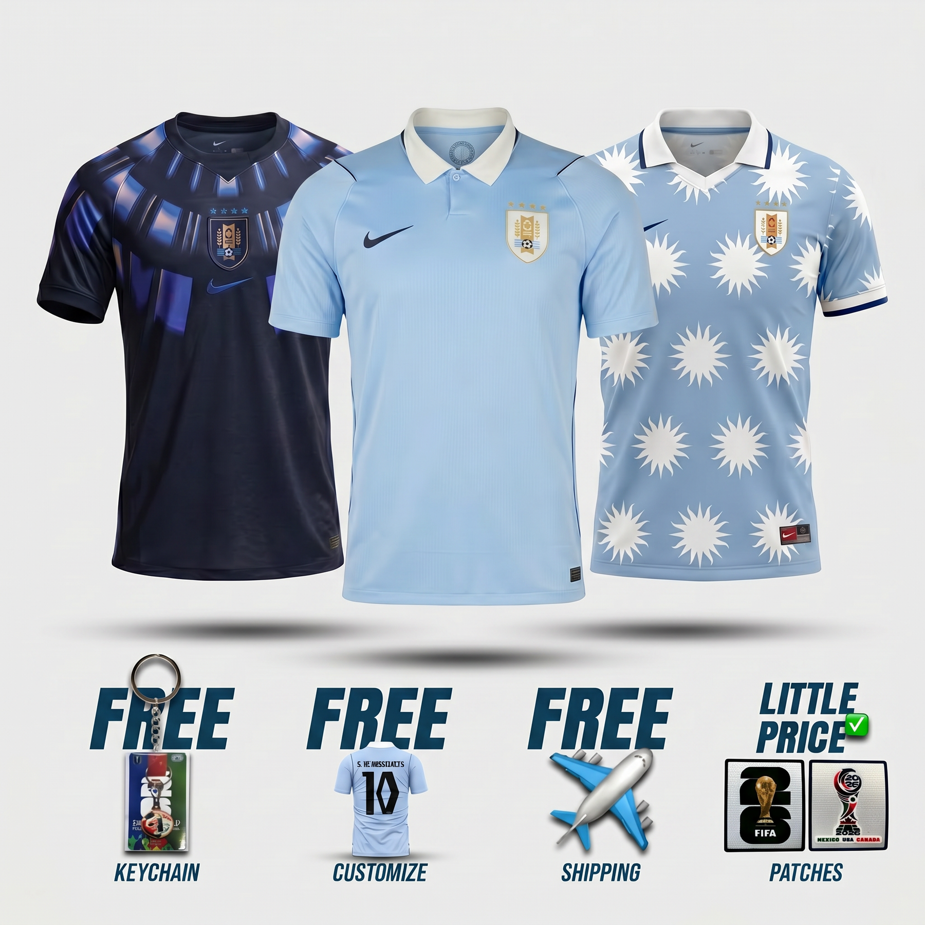COMBO Uruguay 2026/27 Home, Away and Special Edition - Fan Version - World Cup
