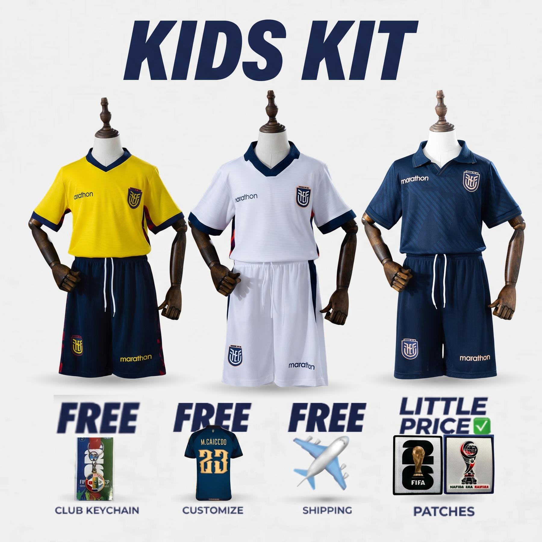 COMBO Kids Kit Ecuador 2026/27 Home, Away and Third  - World Cup